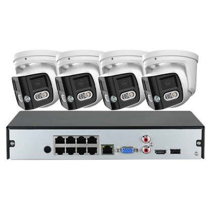 180 Panoramic Dual Lens 8CH NVR IP POE CCTV Security Camera System Full Color Night Vision Outdoor Active Deterrence DMSS APP