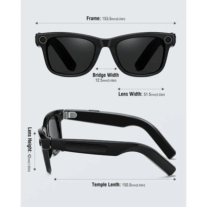 Smart Sunglasses with 4K HD Camera, AI Assistant, and Bluetooth for All