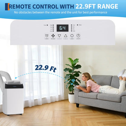 14,000 BTU Inverter Portable Air Conditioners, Dual Hose Portable AC Unit with Heat Pump, Standing Floor AC, Quiet Energy-Saving Indoor Cooling & Heating System for Large Rooms Up to 700 Sq.Ft, Remote