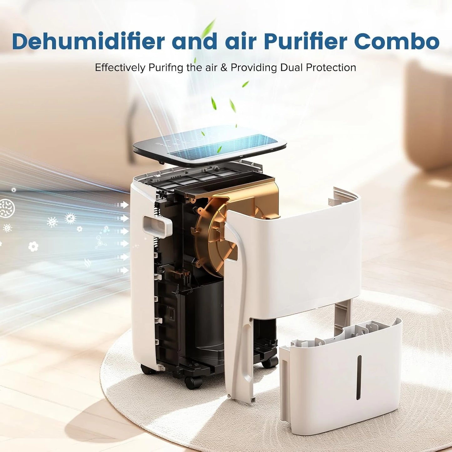 120 Pint Dehumidifier ,Covers up to 5,000 Sq. Ft Rooms, High-Efficiency Compressor Dehumidifier with Drain Hose and 1.05 Gallons Water Tank, Auto Shut-Off, 24HR Timer