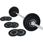 Large Fitness Equipment Cast Iron Weight Plates Set with 5FT Barbell & Star Locks - 45 lbs Total