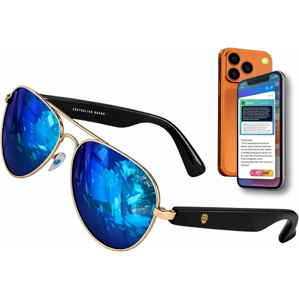 Bluetooth Polarized AI Sunglasses, Voice-to-Content, UV400 Protection, Anti-Bluelight for Various Activities
