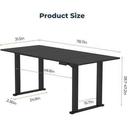 4 Legs Standing Desk, Large 79x31 Inches Electric Adjustable Height Desk with Splice Board, Stand Up Desk Home Office Computer W