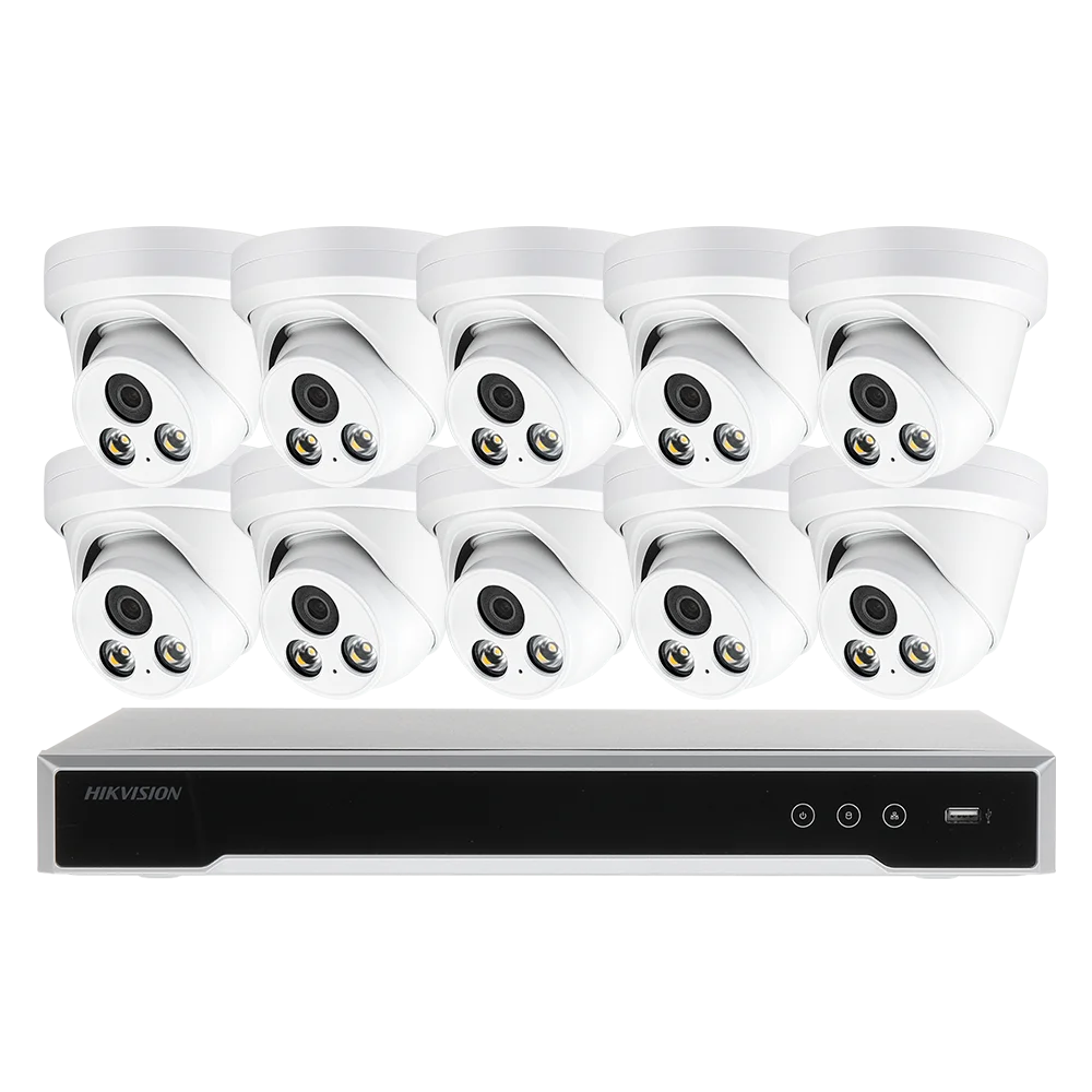 16CH 4K NVR Kit H.265 AI In/Outdoor Turret Security Camera System 8MP POE IP Camera Video Surveillance Set MIC Full Color Night