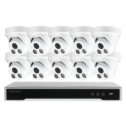 16CH 4K NVR Kit H.265 AI In/Outdoor Turret Security Camera System 8MP POE IP Camera Video Surveillance Set MIC Full Color Night