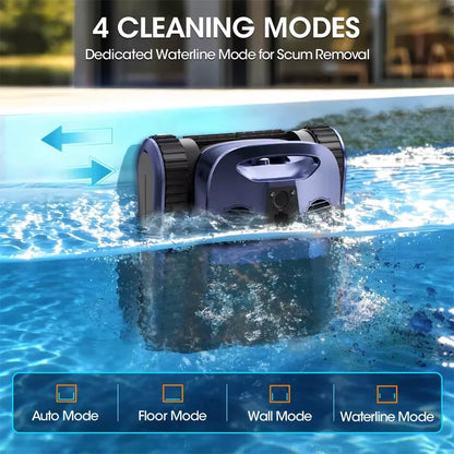 (2026 New) Seauto SAT 40 Robotic Pool Vacuum, Waterline Cleaning, AI Sonar Navigation, 240-Min Runtime, up to 3,200 Sq.ft