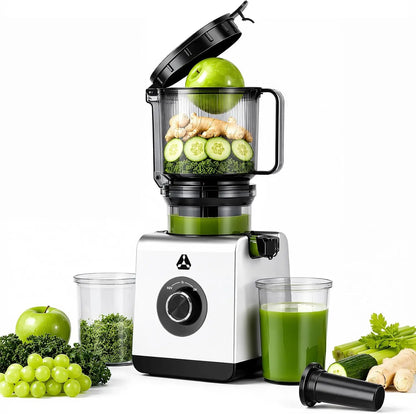 Slow Masticating Cold Press Juicer, 6.5-Inch Wide Chute for Whole Fruits and Vegetables, Easy to Clean and Clog-Resistant, Quiet