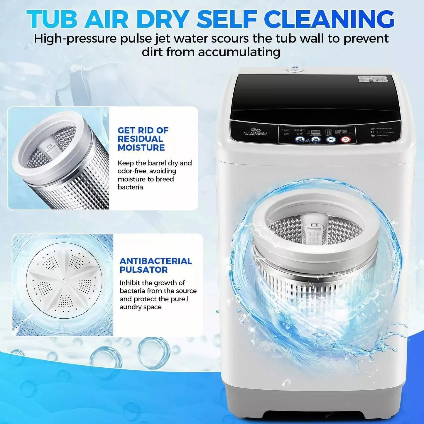 Washing Machine Portable 20Lbs Compact Washer & Dryer for Home w/ Drain Pump