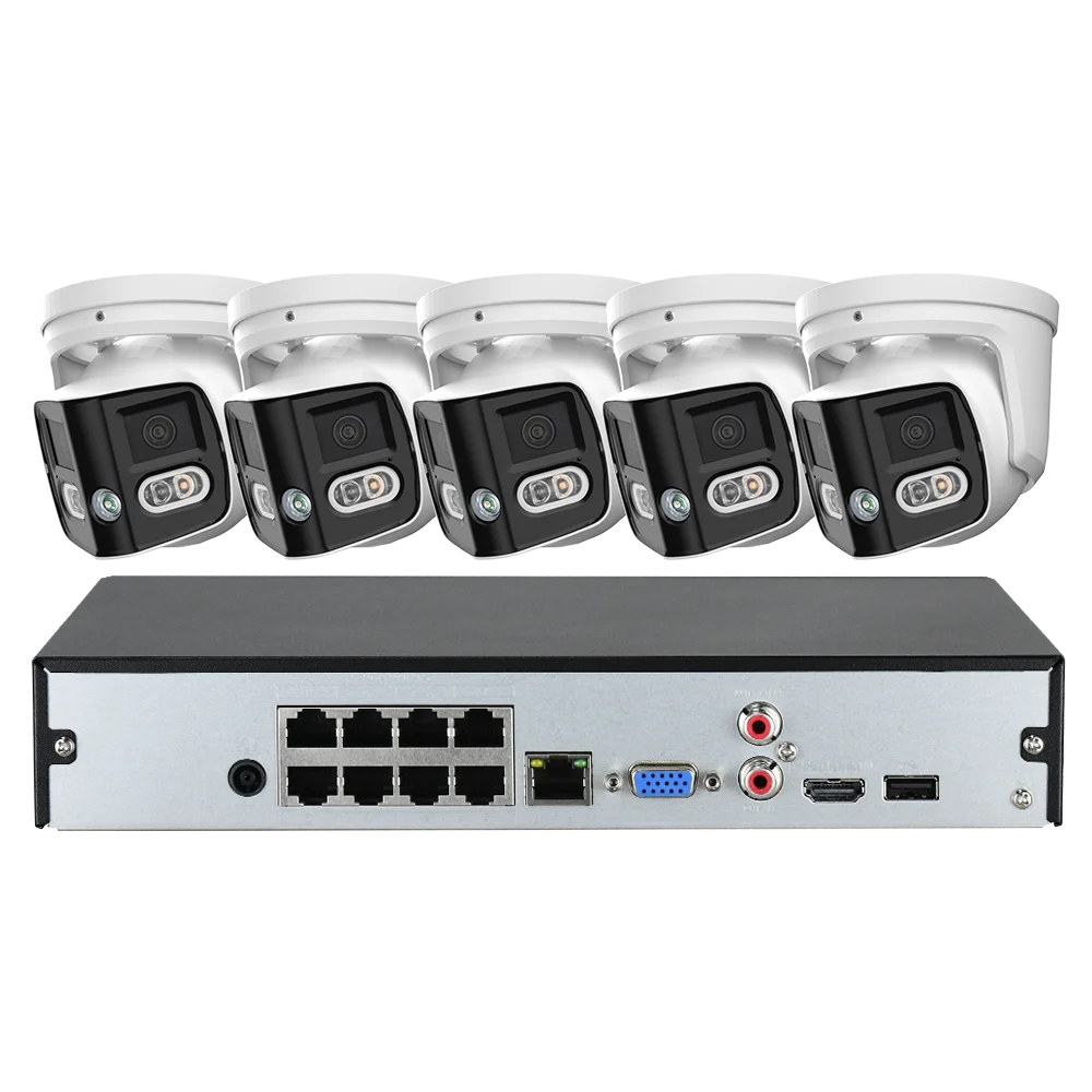 180 Panoramic Dual Lens 8CH NVR IP POE CCTV Security Camera System Full Color Night Vision Outdoor Active Deterrence DMSS APP