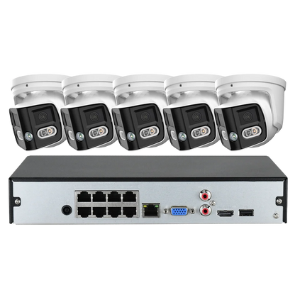 180 Panoramic Dual Lens 8CH NVR IP POE CCTV Security Camera System Full Color Night Vision Outdoor Active Deterrence DMSS APP