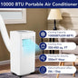 New FD 10,000 BTU Portable Air Conditioner, Cools up to 450 Sq. Ft, Dehumidifier & Fan, Remote Control & Window Kit Included, White