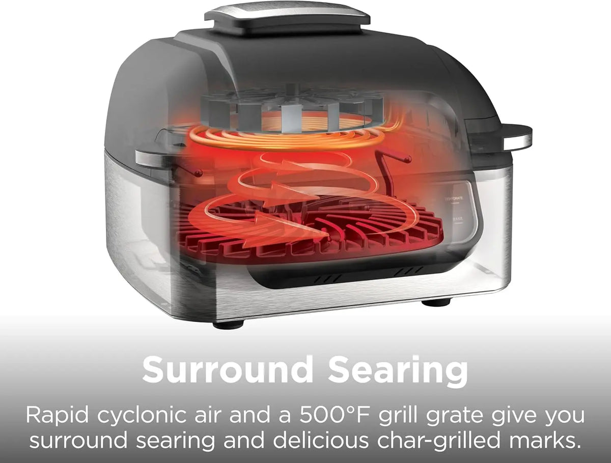 Indoor Grill & Air Fryer, 5-in-1 Multifunction: Grill, Air Fry, Roast, Bake, & Dehydrate, Cyclonic Grilling Technology, XL Capac
