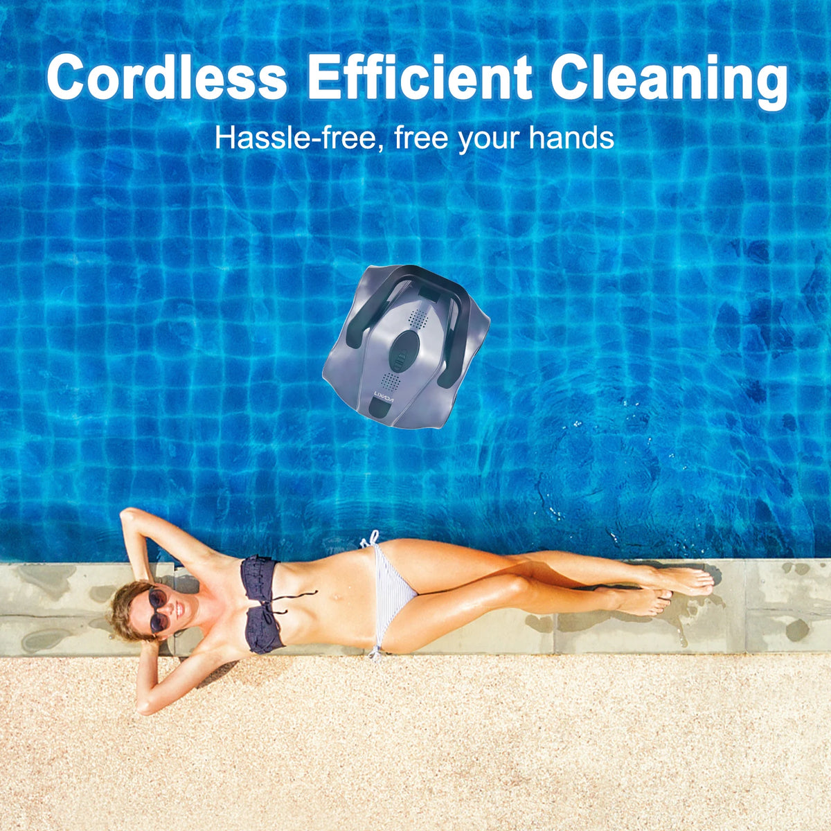 Automatic Robotic Pool Cleaner for Flat Ground Pool Vacuum Cordless Robotic Pool Vacuum for In Ground Flat Pools