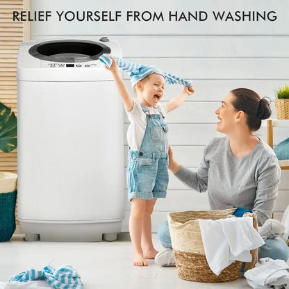 Portable Washing hine, 8Lbs acity ull-automatic Washer with 6 Wash Progs, LED Display, 3 Water Levels, Compact Laundry Washer an