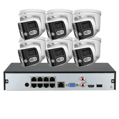 180 Panoramic Dual Lens 8CH NVR IP POE CCTV Security Camera System Full Color Night Vision Outdoor Active Deterrence DMSS APP
