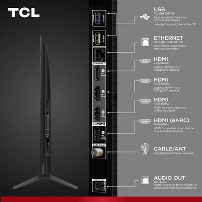 50 Inch Mini LED QLED 4K HDR Smart TV with 120-144HZ Refresh Rate, Dolby Atmos, and Gaming Features