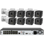 16ch POE NVR Dual-Lens Security Camera 180° Panorama Turret Color Night Vision Human/Vehicle IP67 H.265 Surveillance 2 Way Voice