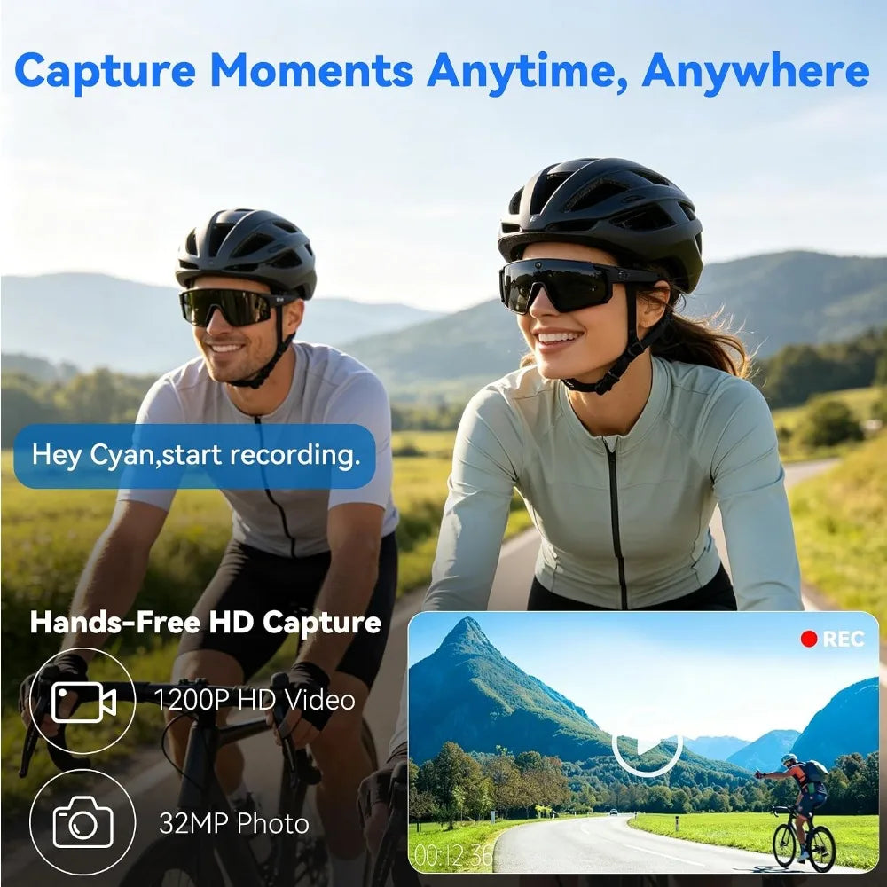 Camera-equipped Glasses, HD Recording, Waterproof Bluetooth Sunglasses, AI Assistant, Touch Control, UV Protection