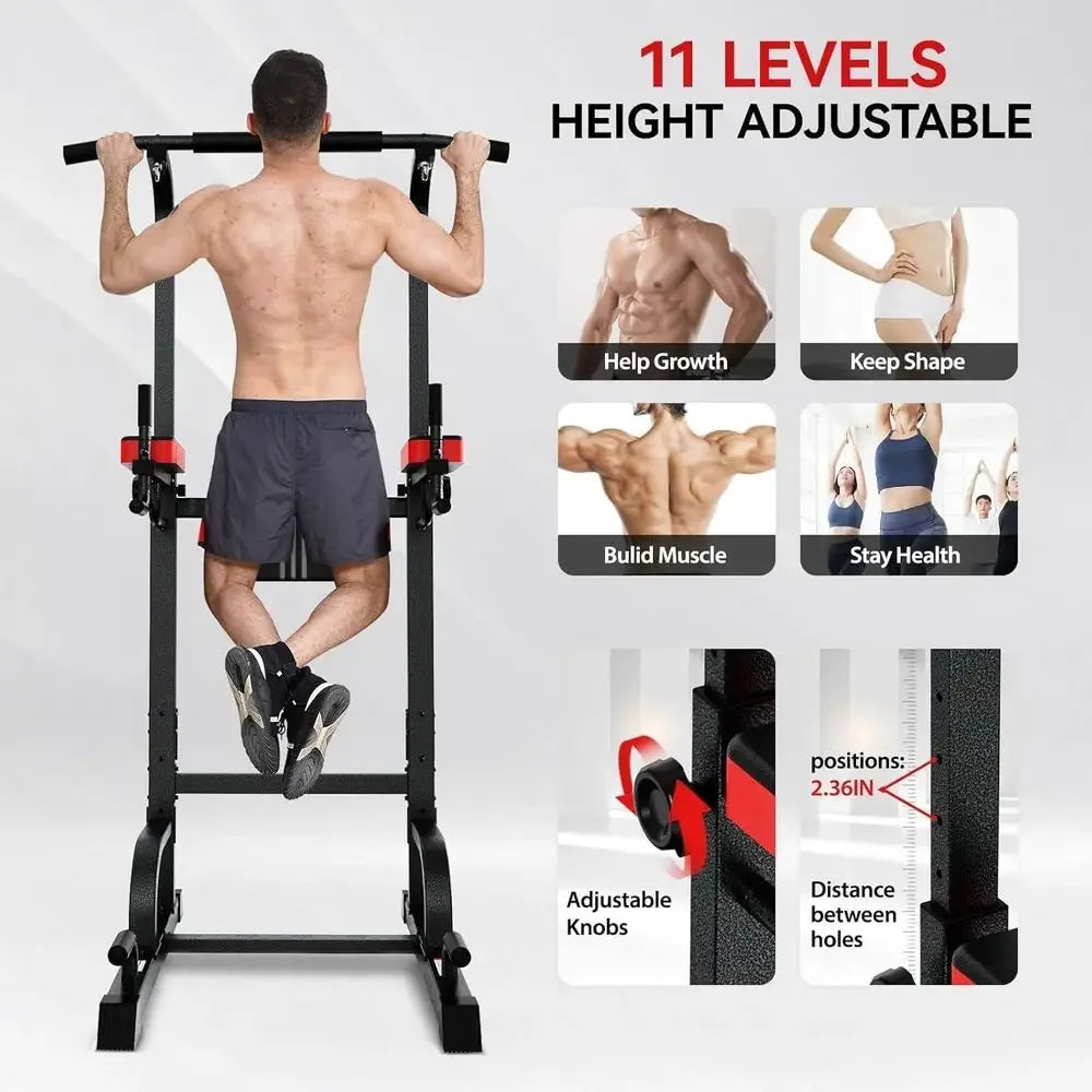 Multi-Functional Adjustable Home Gym Pull-Up Bar with Elastic Resistance Bands for Strength Training