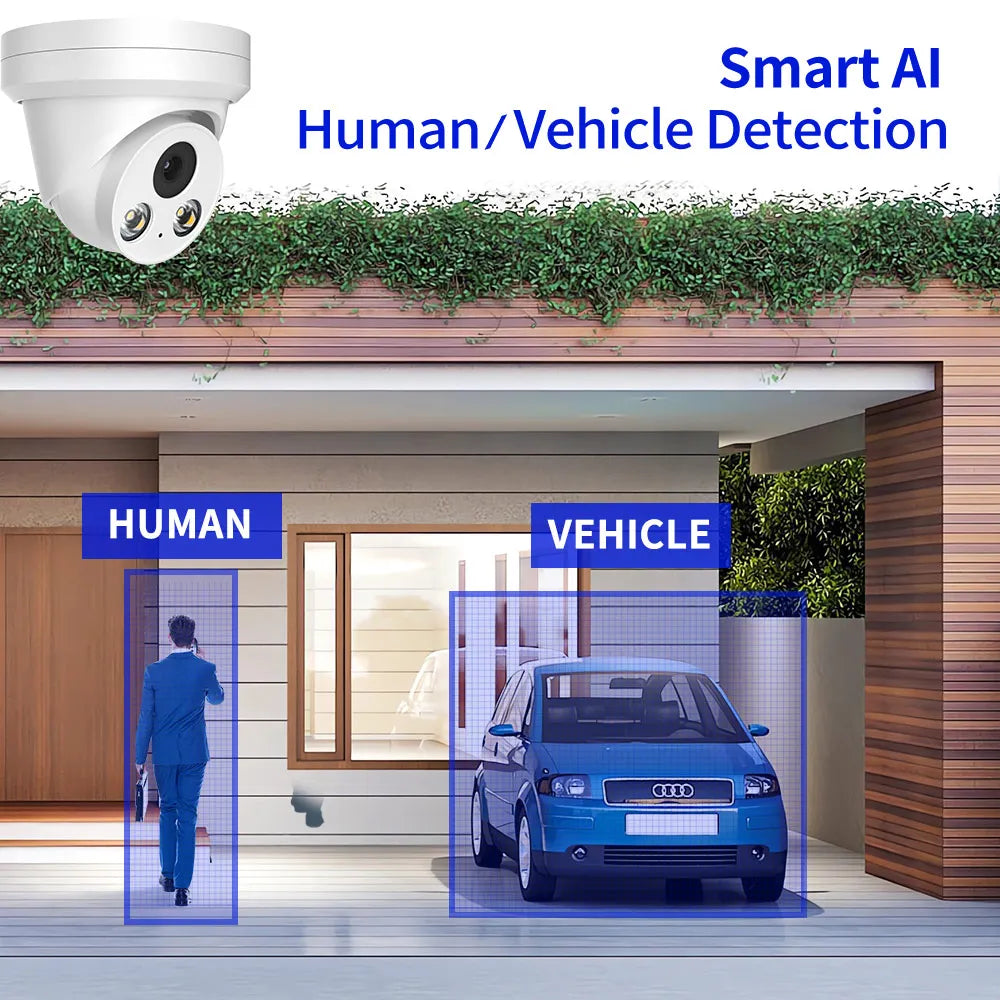 16CH 4K NVR Kit H.265 AI In/Outdoor Turret Security Camera System 8MP POE IP Camera Video Surveillance Set MIC Full Color Night