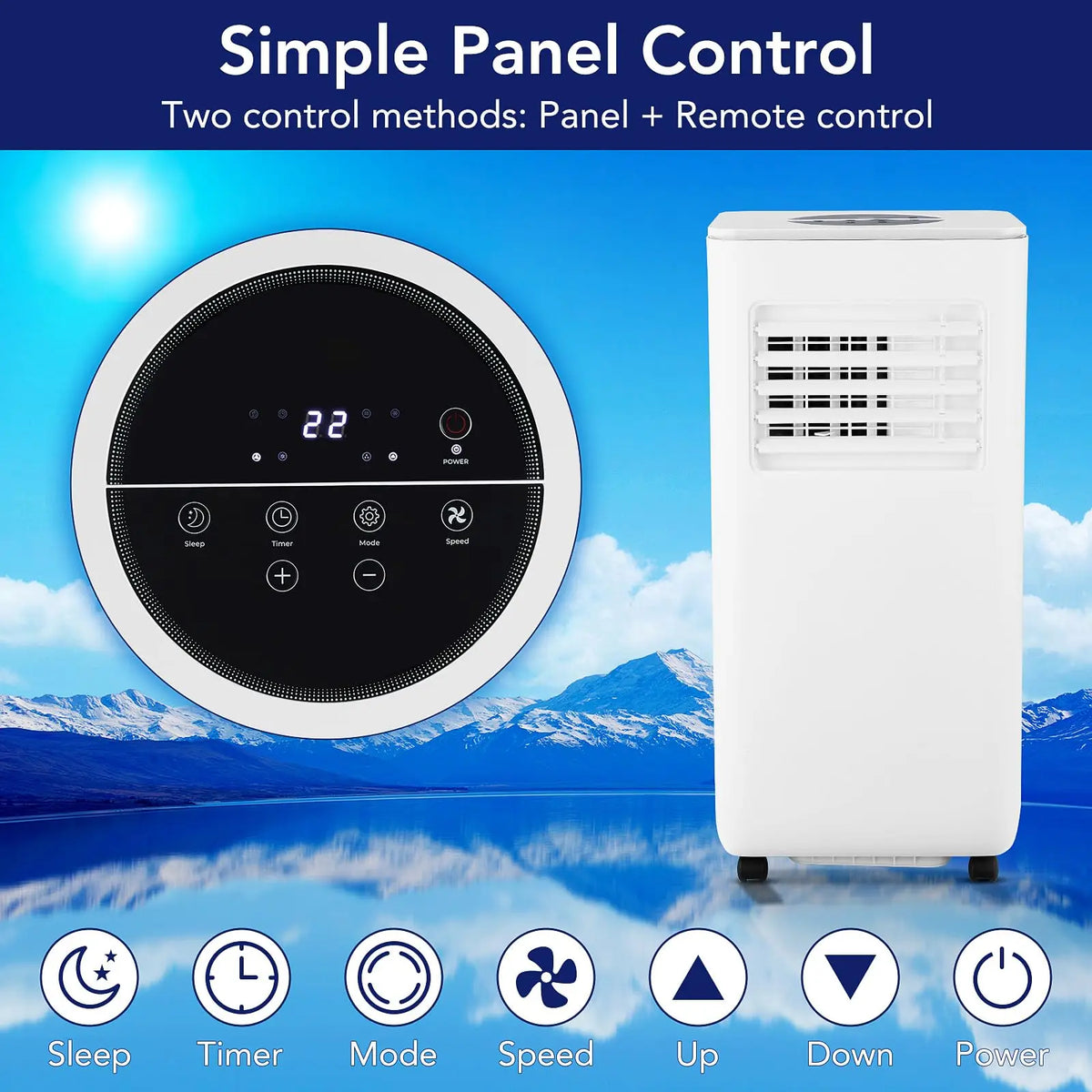 New FD 10,000 BTU Portable Air Conditioner, Cools up to 450 Sq. Ft, Dehumidifier & Fan, Remote Control & Window Kit Included, White