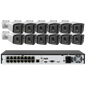 16ch POE NVR Dual-Lens Security Camera 180° Panorama Turret Color Night Vision Human/Vehicle IP67 H.265 Surveillance 2 Way Voice