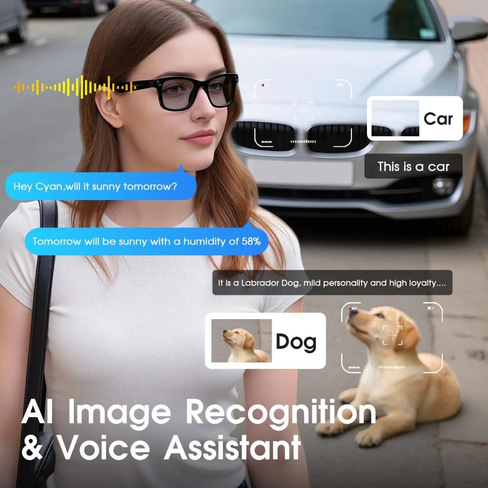Smart Glasses for Travel: 8MP Camera, Real-Time Translation, Waterproof, Object Recognition