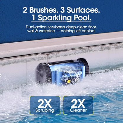 Cordless Robotic Pool Cleaner, 180Min Runtime, Dual Motors, 7800mAh Batter