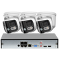 4CH 4K Outdoor Video Security IP POE Camera System 180° Dual Lens Smart Human Vehicle Detect 2 Way Talk Sound Light Alarm IVS