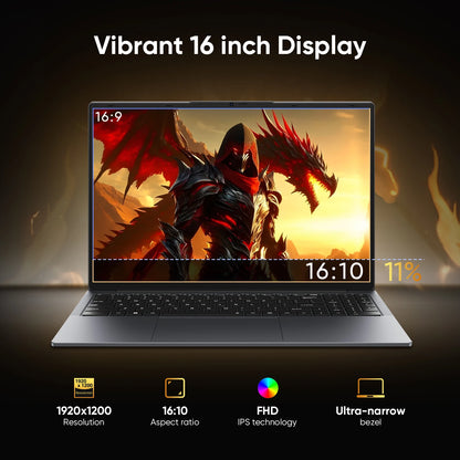 16" Laptop Computer Intel Core i5 Processor Win11 Pro Laptop 16GB RAM 512GB SSD 1920 x 1200 16:10 Display  with Backlit Keyboard