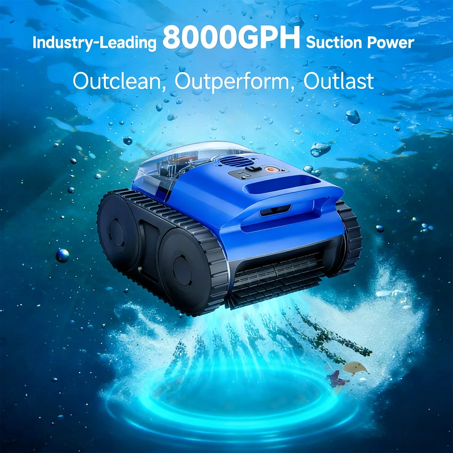 Cordless Robotic Pool Cleaner, 180Min Runtime, Dual Motors, 7800mAh Batter