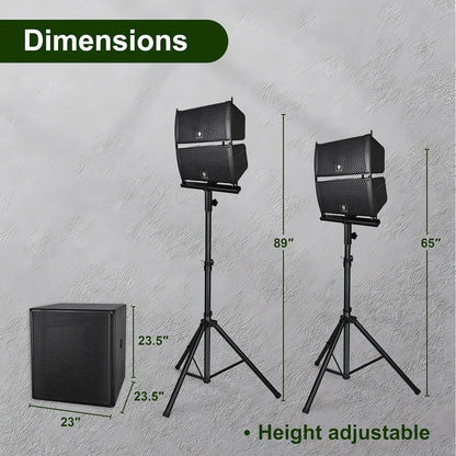 PRORECK 4000W PMPO Line Array and 18 inch Active Subwoofer Powered PA System Bluetooth/USB/SD/Remote Control for DJs,BandsEvents