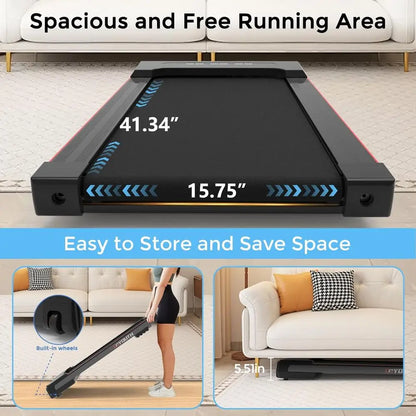 Compact Wide Belt Treadmill: 2.25HP, 300 lbs Capacity, Shock-Absorbing, with Remote Control