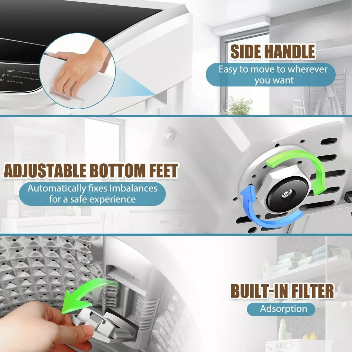 Washing Machine Portable 20Lbs Compact Washer & Dryer for Home w/ Drain Pump