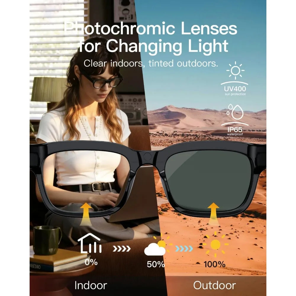 Smart Glasses for HD Video, Photo, and Audio Capture with AI Translation and Object Recognition