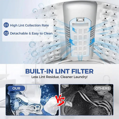20Lbs Portable Washing hine Portable Washer, 2.8 Cu.t Washer and Dryer Combo with Drain Pump, 10 Progs 8 Water Level Compact Lau