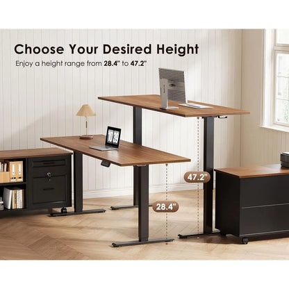 55 Inch L Shaped Electric Standing Desk with Ders & ile Cabinet Sets, Executive Sit Stand Desk, Height Adjustable Computer Desk
