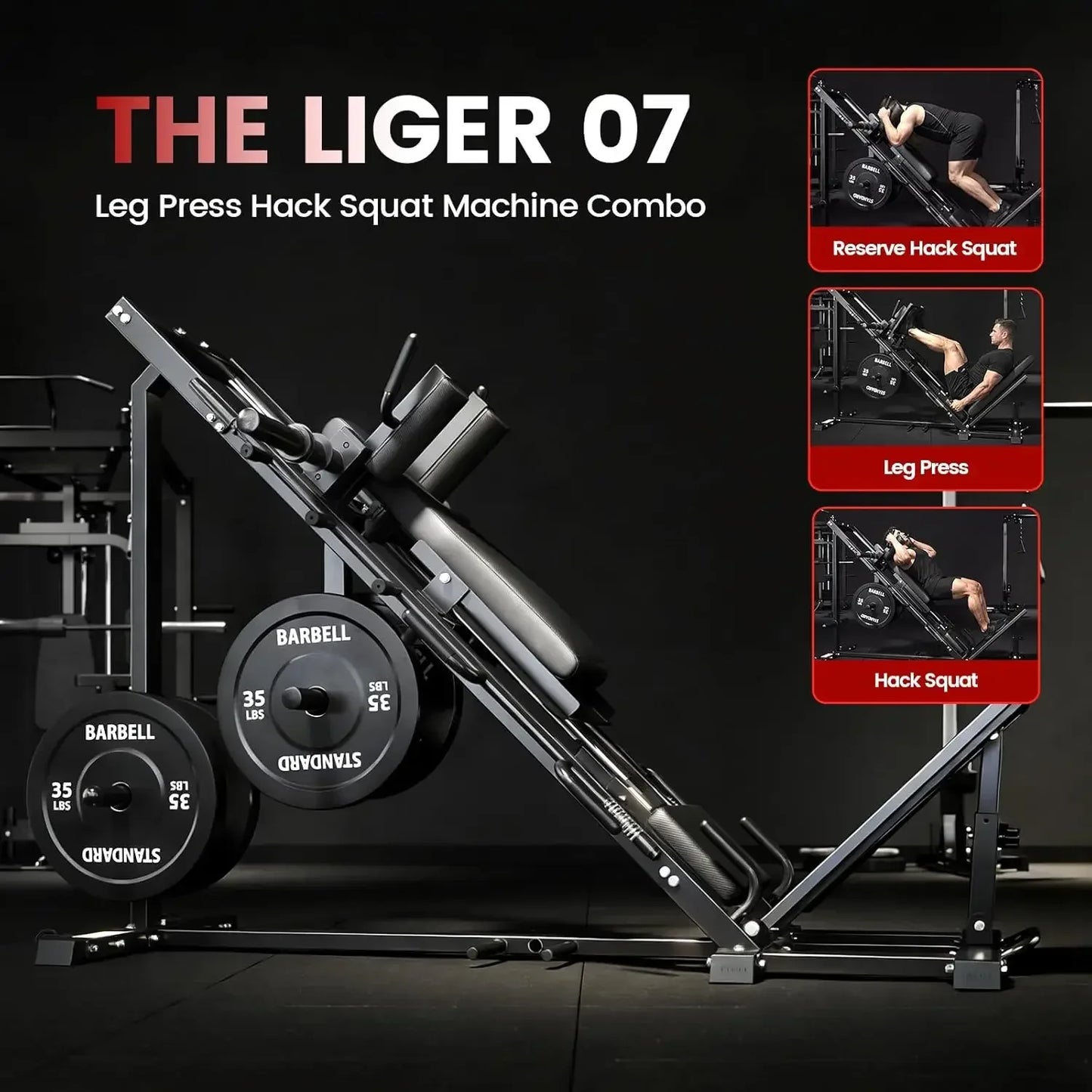 Leg Press Hack Squat Machine Combo, Leg Exercise Machine with Linear Bearing, 45-Degree Lower Body Special with, Customized