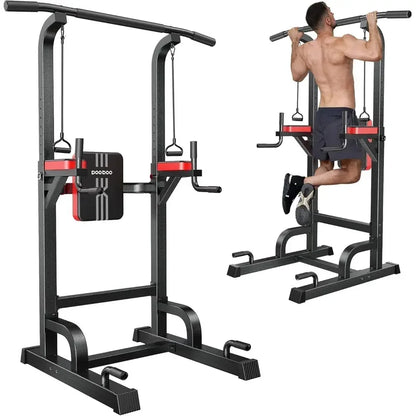 Multi-Functional Adjustable Home Gym Pull-Up Bar with Elastic Resistance Bands for Strength Training