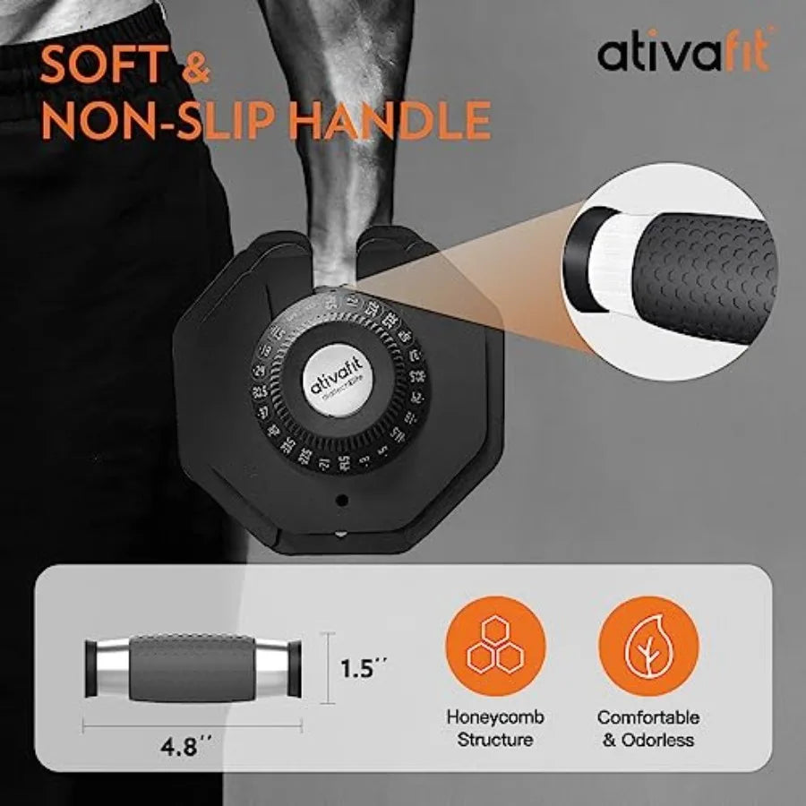 Adjustable Dumbbells Set of 2, 88LB Quick Adjust Free Weights with Double Safety Lock Anti-Slip Steel Handle, Space Saving Home
