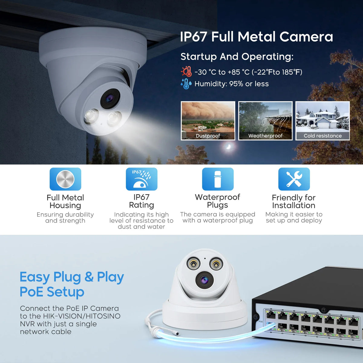 16CH 4K NVR Kit H.265 AI In/Outdoor Turret Security Camera System 8MP POE IP Camera Video Surveillance Set MIC Full Color Night
