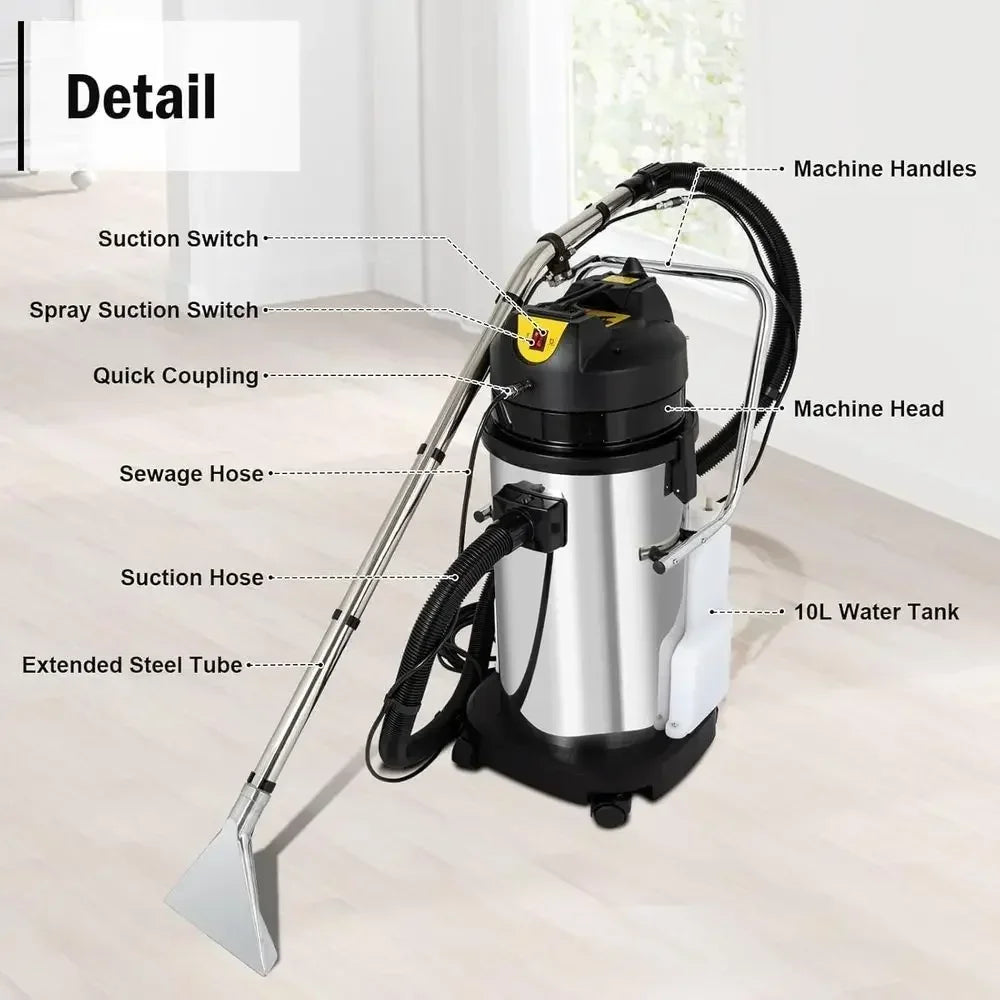 40L/11Gal Heavy-Duty Multifunction Carpet Extractor with Powerful Suction and Spray Extraction (Shipped in 2 Parcels)