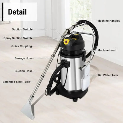 40L/11Gal Heavy-Duty Multifunction Carpet Extractor with Powerful Suction and Spray Extraction (Shipped in 2 Parcels)