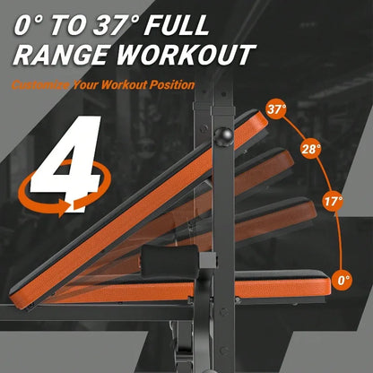 Large Fitness Equipment Bench Press Set With Leg Extension, 6 In 1 Weight Bench For Home Gym, Adjustable Workout Bench With Rack & Preacher Pad, Full Body Flat Incline Bench For Weight Lifting