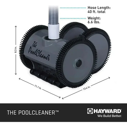Automatic Suction Pool Vacuum Cleaner for In-Ground Pools up to 20X40 ft, Hose Included, Gray