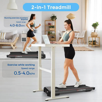 Compact Wide Belt Treadmill: 2.25HP, 300 lbs Capacity, Shock-Absorbing, with Remote Control