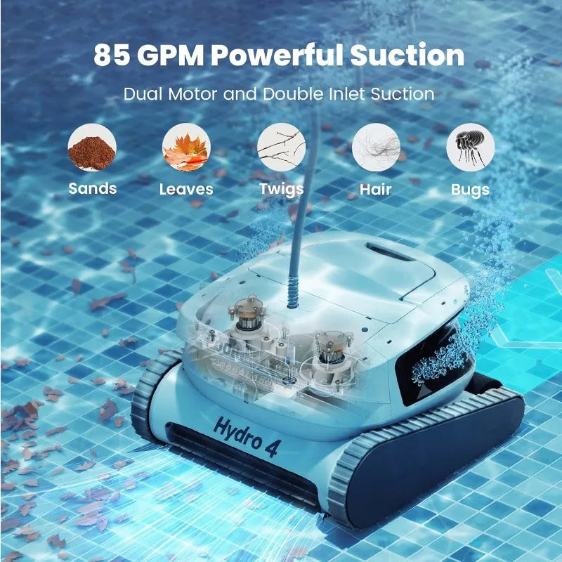 Chasing Hydro 4 Inground Pool Vacuum Cleaner | 50ft Corded Pool Robot for Floor, Wall & Waterline Cleaning | Smart App Control