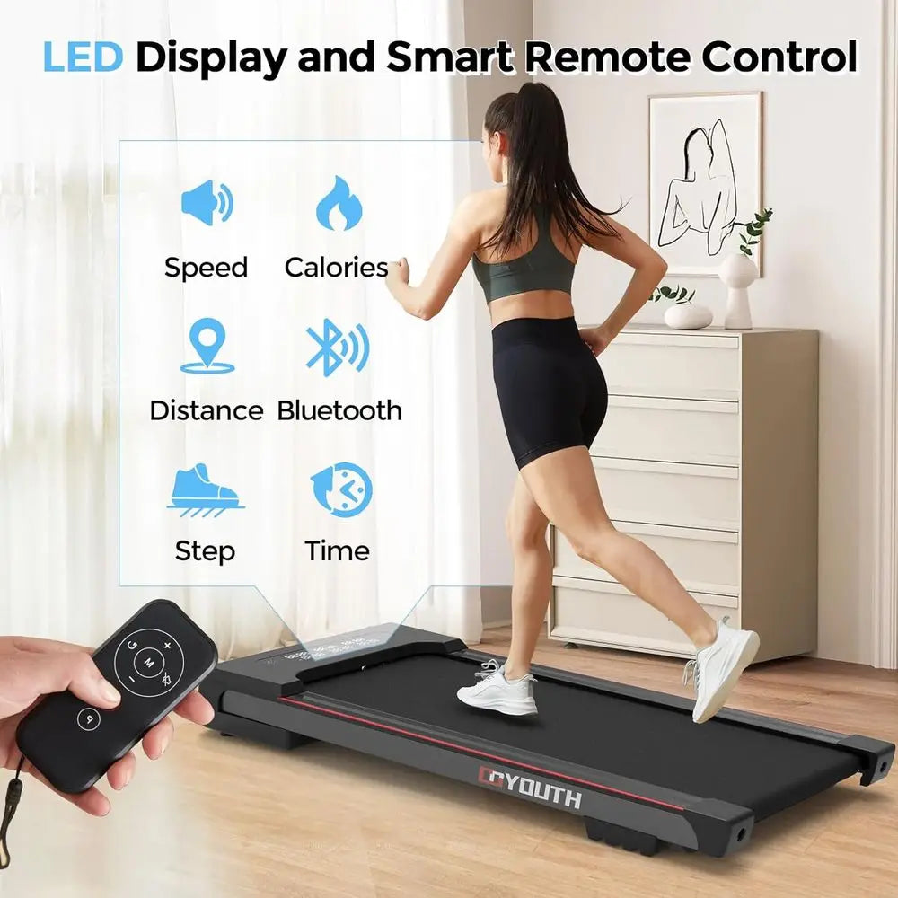 Compact Wide Belt Treadmill: 2.25HP, 300 lbs Capacity, Shock-Absorbing, with Remote Control