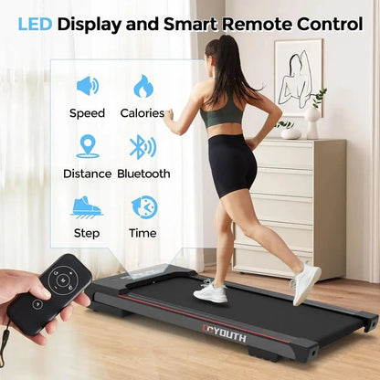 Compact Wide Belt Treadmill: 2.25HP, 300 lbs Capacity, Shock-Absorbing, with Remote Control