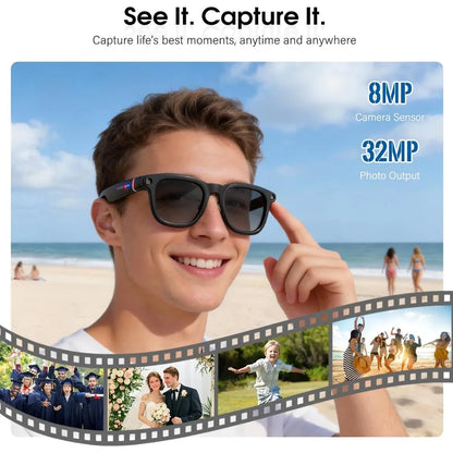 Smart Glasses with Integrated Camera and 4K Video Capabilities